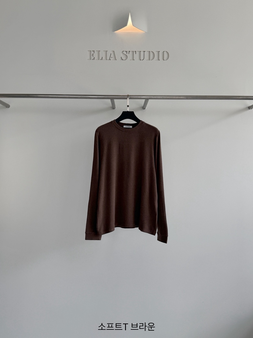 ELIA東大門代購女裝新品時尚休閑推薦熱賣人氣長袖T恤柔軟ELIA長袖T恤圖色3棕色