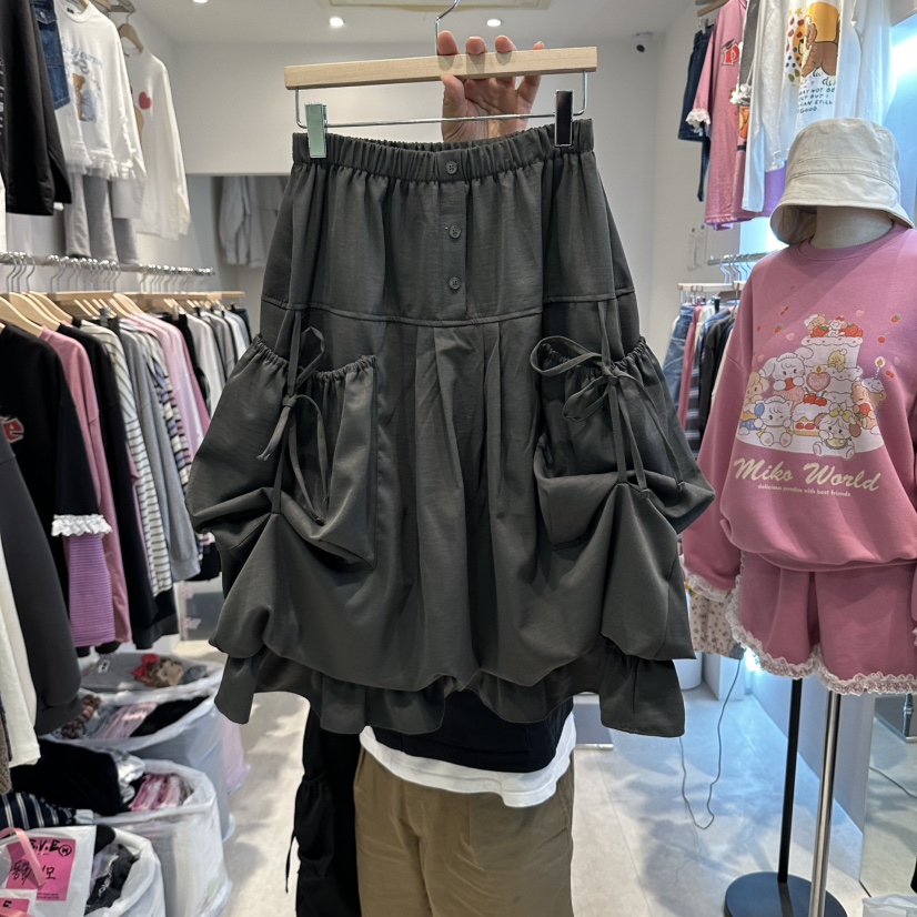 EVE東大門代購女裝新款熱賣推薦休閑真品半身裙中短裙口袋EVE半身裙/中短裙圖色1