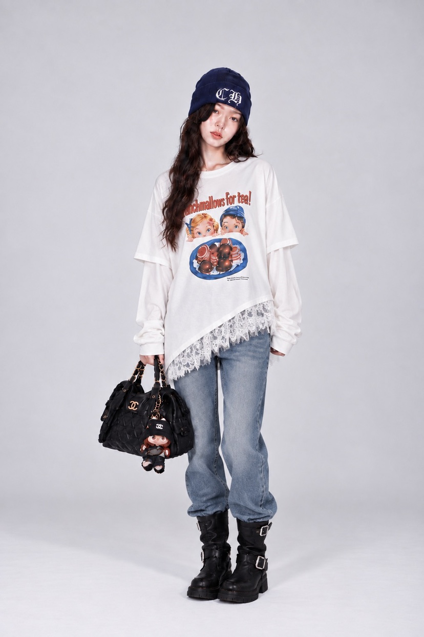 BLUE BANANA韓國代購女士新品推薦休閑熱賣真品長袖T恤棉BLUE BANANA長袖T恤圖色2