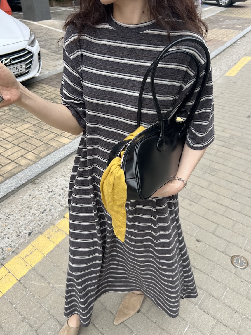 PLANTS ON GRAY東大門直郵女士新款休閑推薦連衣裙條紋PLANTS ON GRAY連衣裙