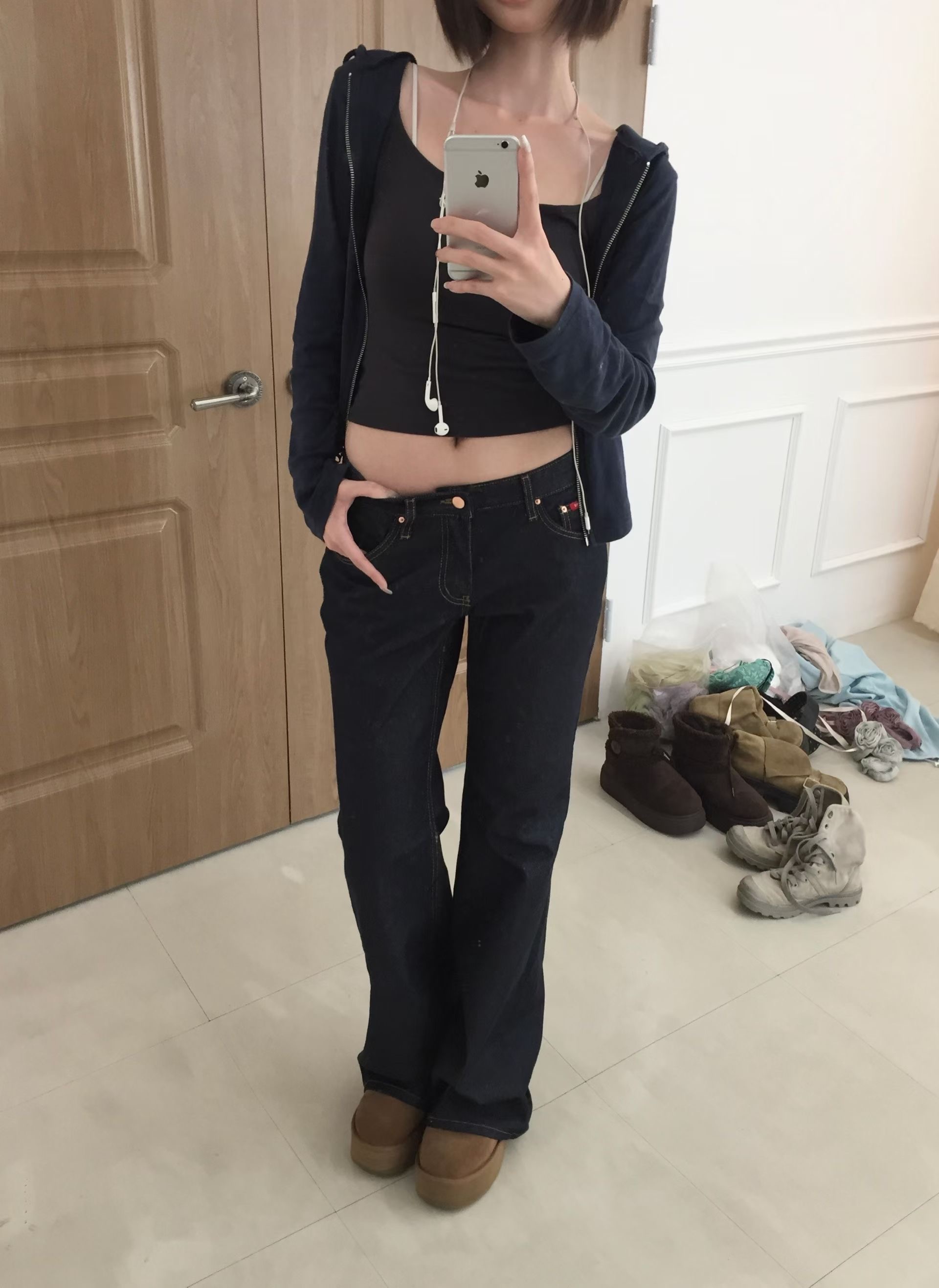 JJIM韓國代購女裝新品人氣真品休閑時尚熱賣推薦牛仔褲JJIM牛仔褲