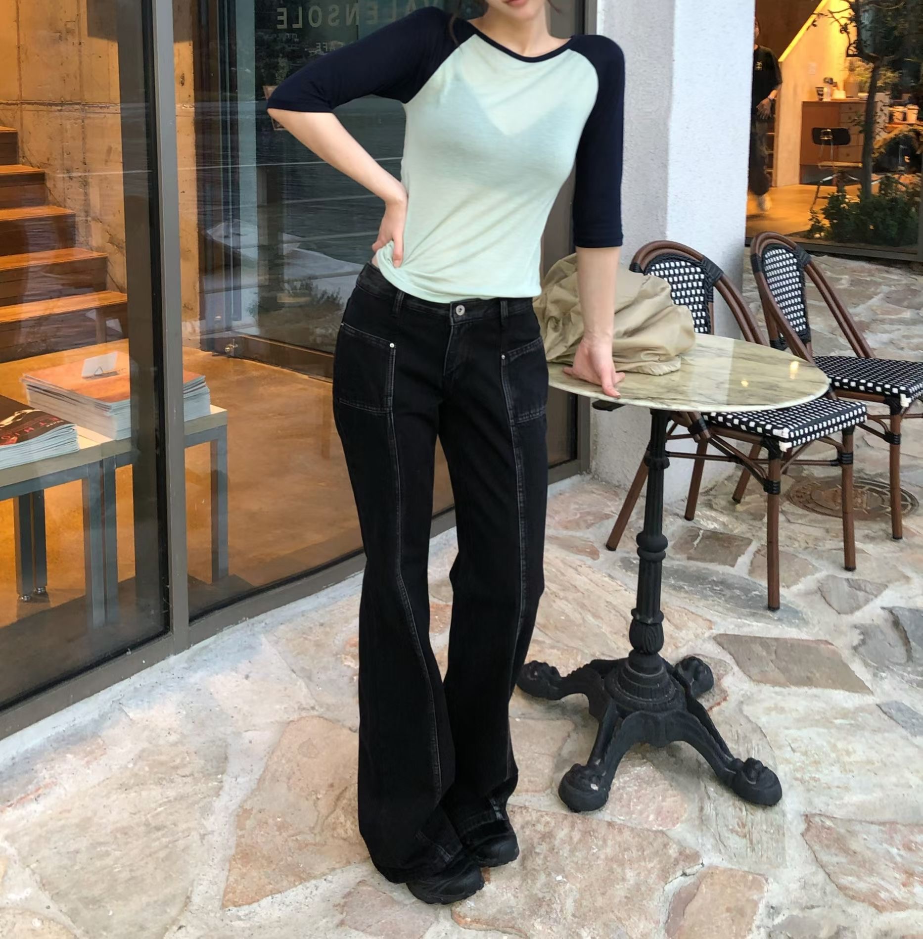 JJIM韓國直郵女士新款推薦熱賣時尚休閑人氣真品牛仔褲JJIM牛仔褲