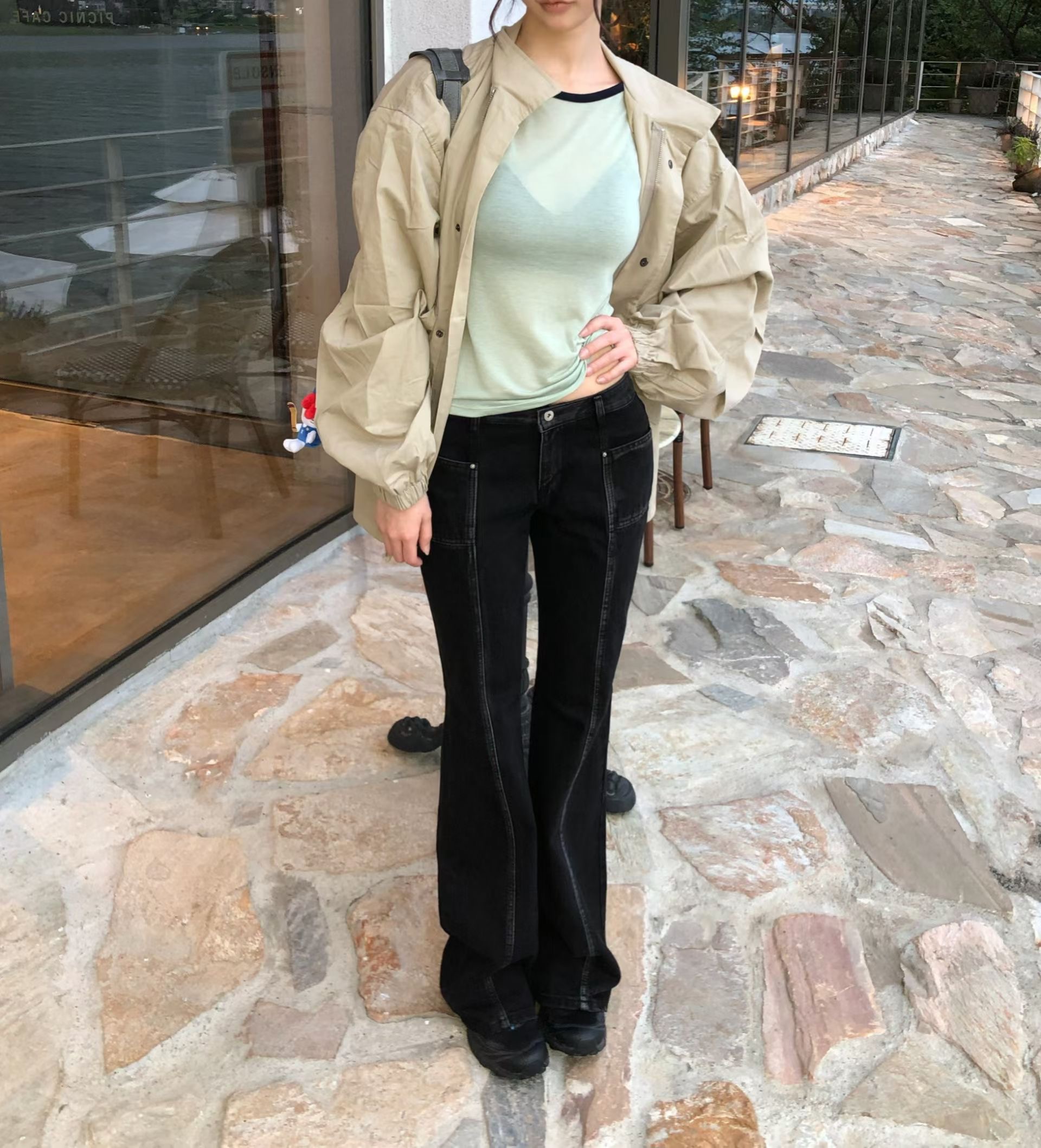 JJIM韓國直郵女士新款推薦熱賣時尚休閑人氣真品牛仔褲JJIM牛仔褲