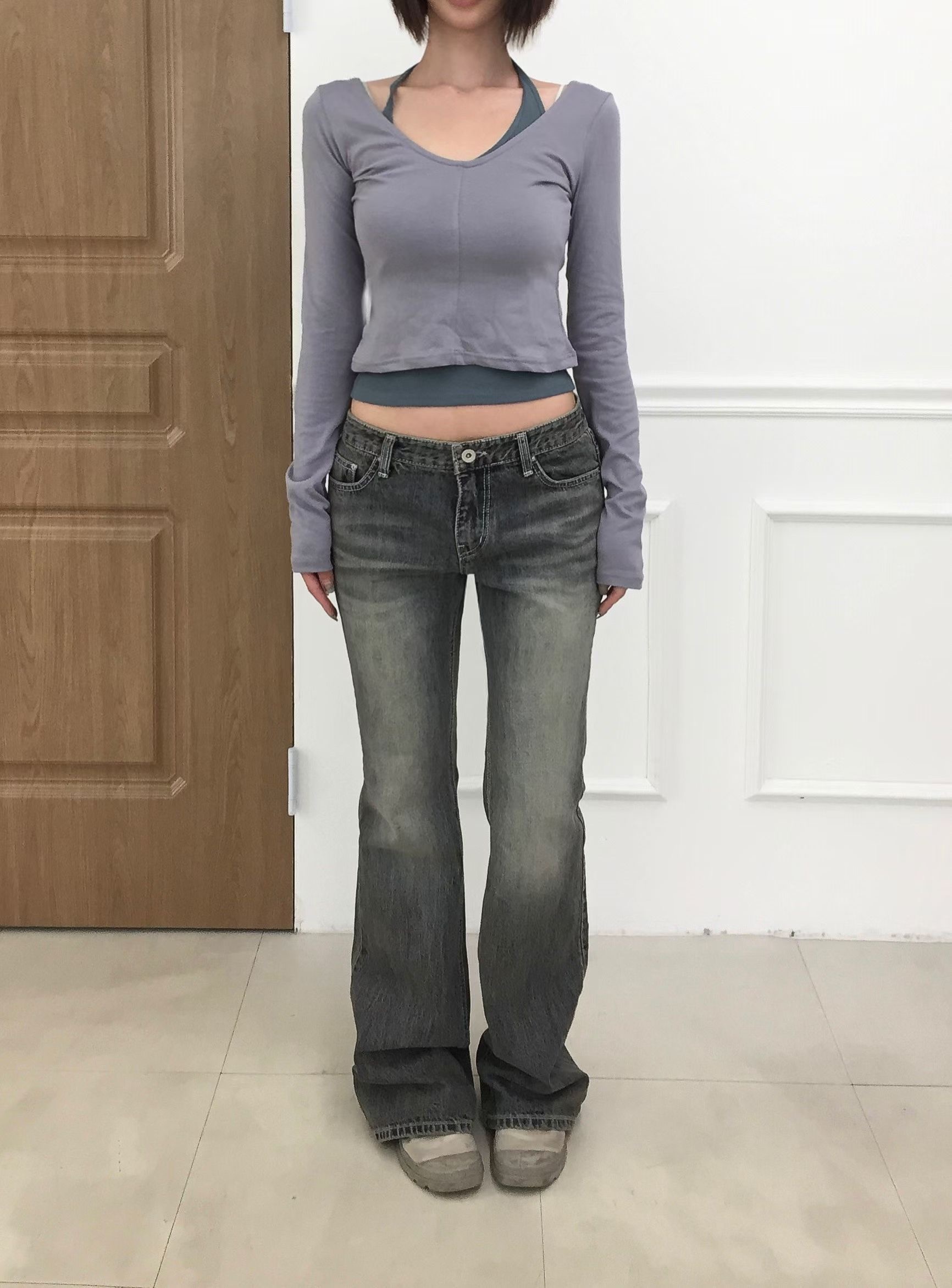 JJIM韓國直郵女士新款真品時尚熱賣休閑推薦人氣牛仔褲JJIM牛仔褲