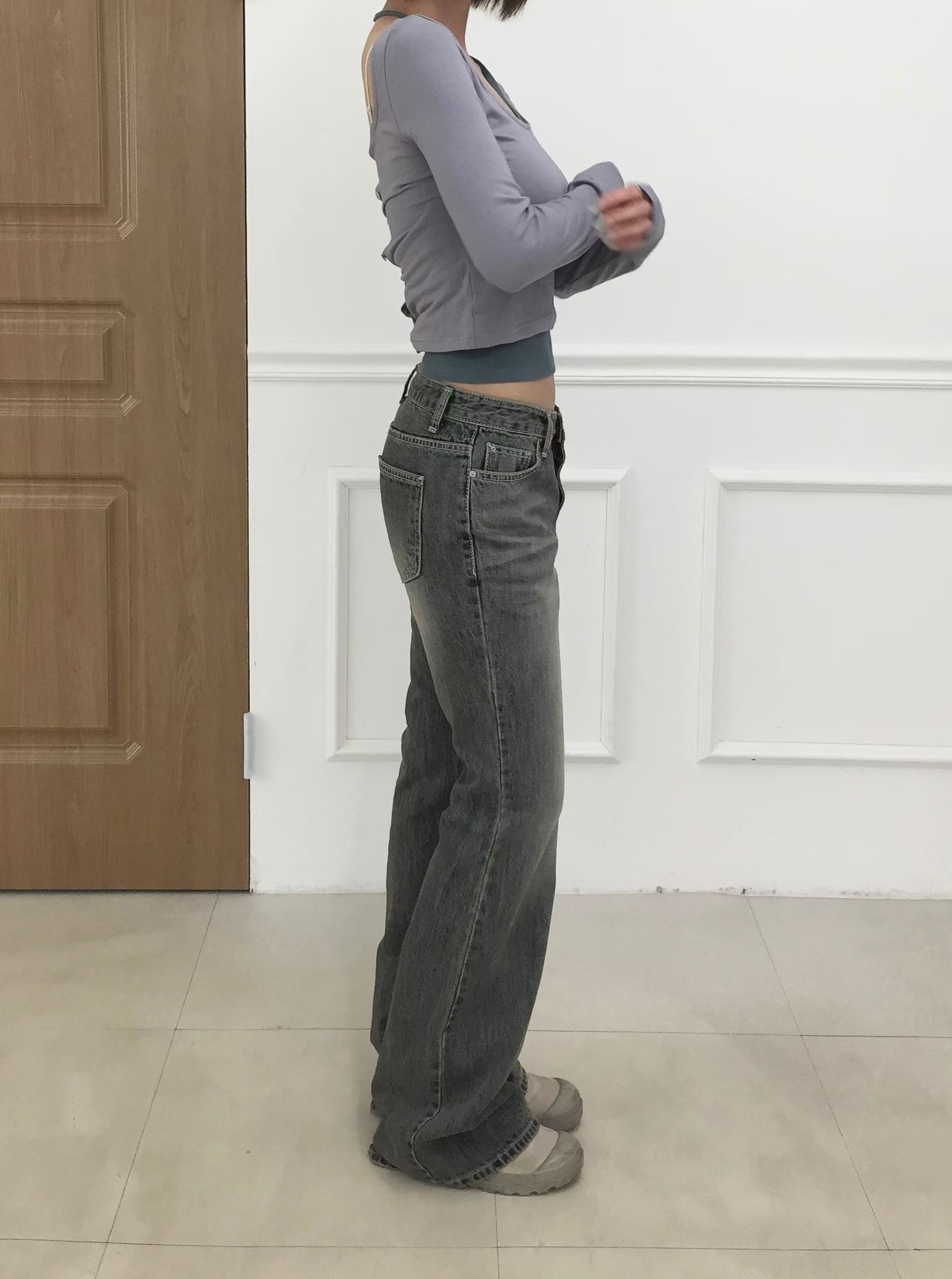 JJIM韓國直郵女士新款真品時尚熱賣休閑推薦人氣牛仔褲JJIM牛仔褲