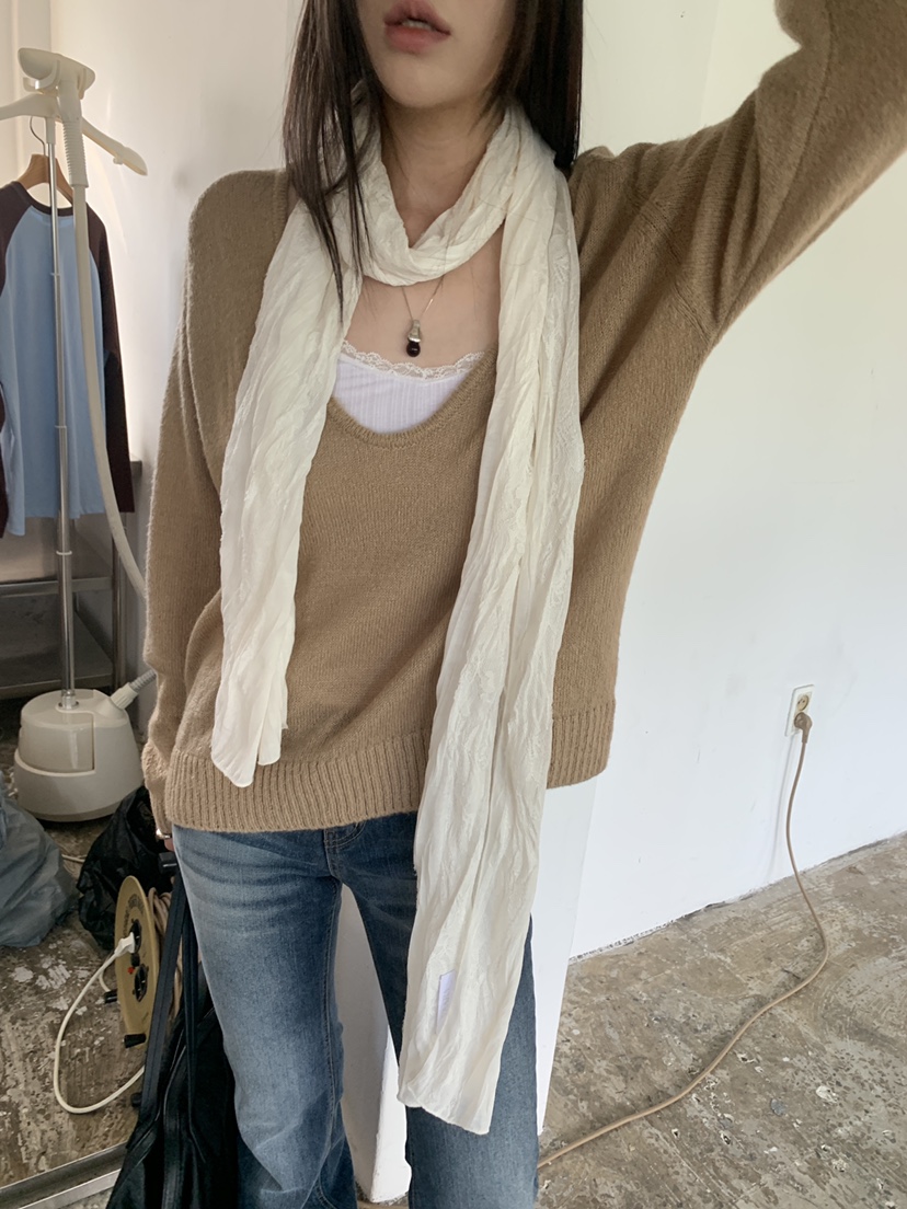 VAARA東大門代購女士新品真品人氣圍巾披肩麻花針織蕾絲圍巾VAARA圍巾/披肩
