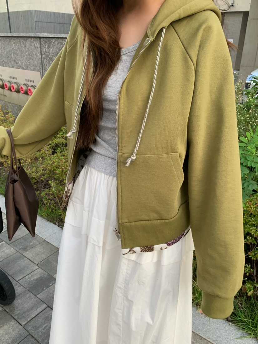 PEBBLE東大門實拍女士新款時尚熱賣衛衣拉鏈連帽衫印花撞色PEBBLE衛衣