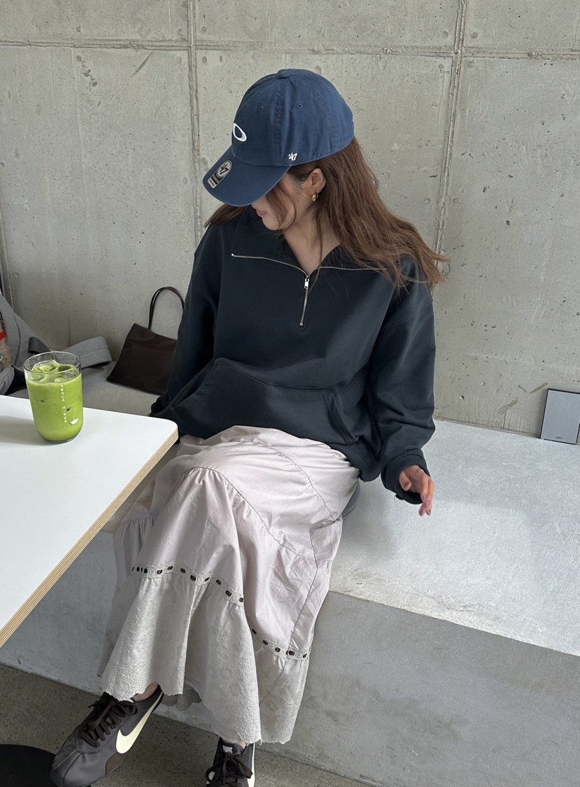 PEBBLE東大門實拍女裝新品真品熱賣人氣休閑推薦衛衣半拉鏈PEBBLE衛衣