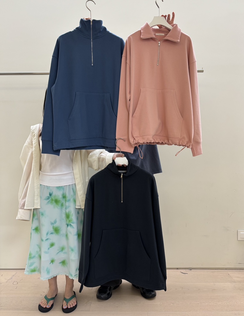 PEBBLE東大門實拍女裝新品真品熱賣人氣休閑推薦衛衣半拉鏈PEBBLE衛衣