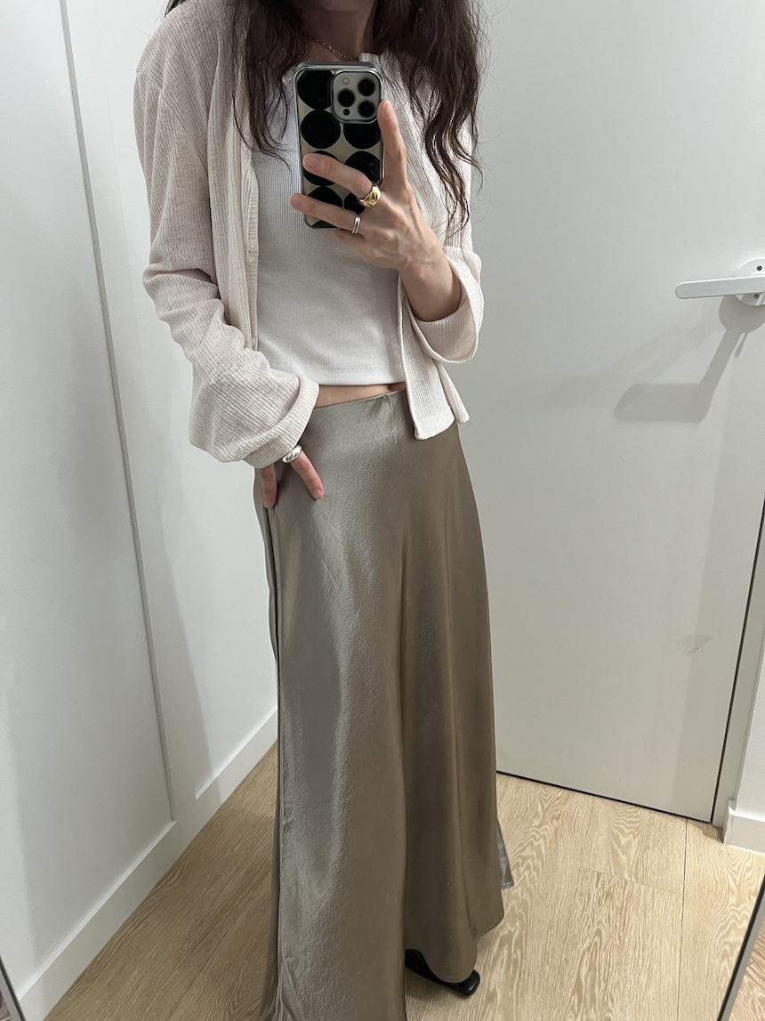 PLANTS ON GRAY韓國代購女士新款休閑推薦真品長裙緞面PLANTS ON GRAY長裙