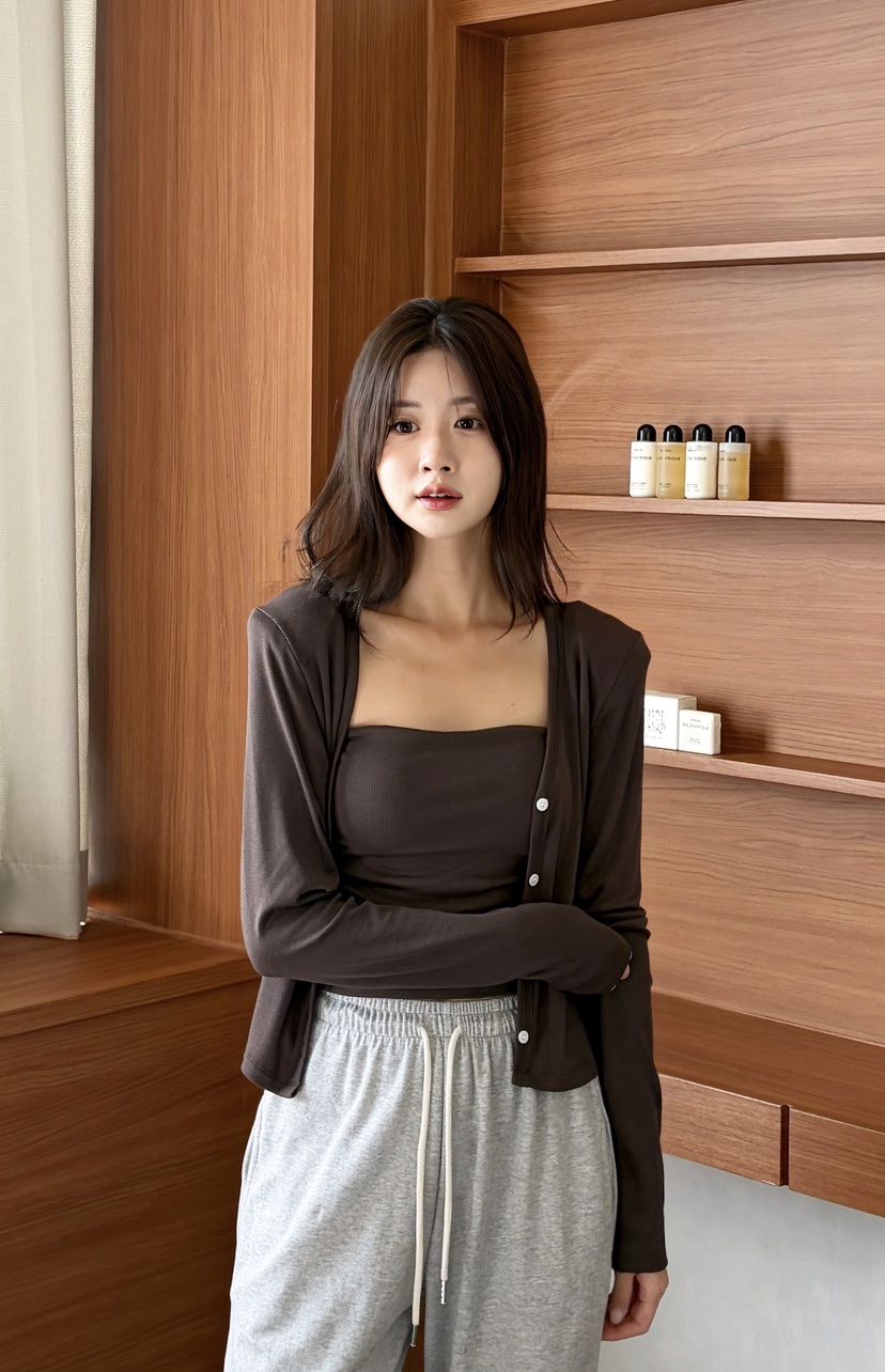 N.BROWN東大門直郵女裝新品熱賣人氣真品套裝含脖帶羊毛N.BROWN套裝