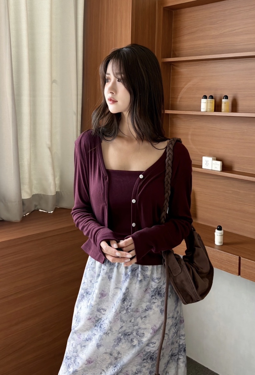 N.BROWN東大門直郵女裝新品熱賣人氣真品套裝含脖帶羊毛N.BROWN套裝圖色2