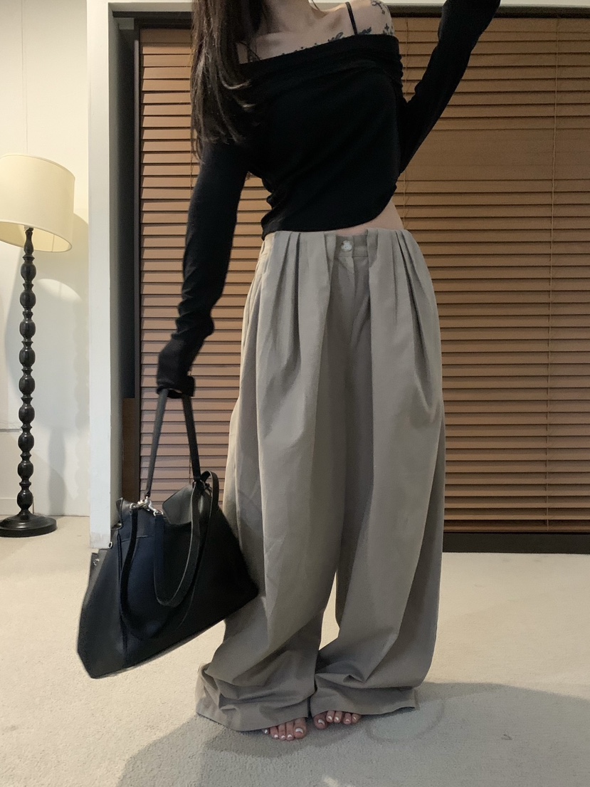 OKIE韓國直郵女裝新品休閑人氣真品熱賣推薦時尚休閑褲折疊OKIE休閑褲