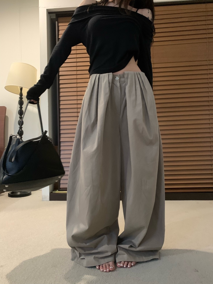 OKIE韓國直郵女裝新品休閑人氣真品熱賣推薦時尚休閑褲折疊OKIE休閑褲