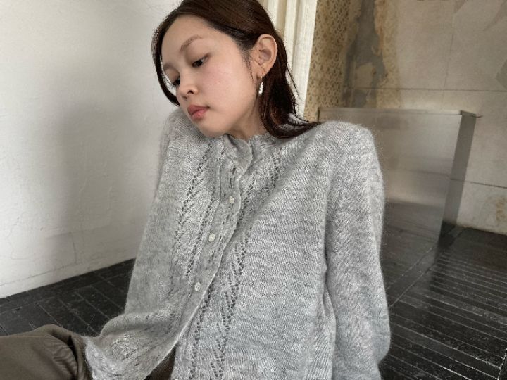 MARE韓國代購女裝新款時尚真品休閑熱賣針織衫荷葉邊開衫MARE針織衫
