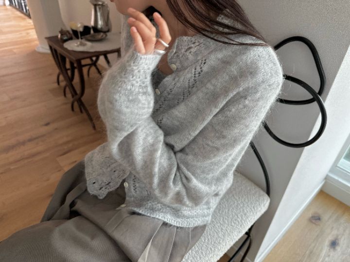 MARE韓國代購女裝新款時尚真品休閑熱賣針織衫荷葉邊開衫MARE針織衫