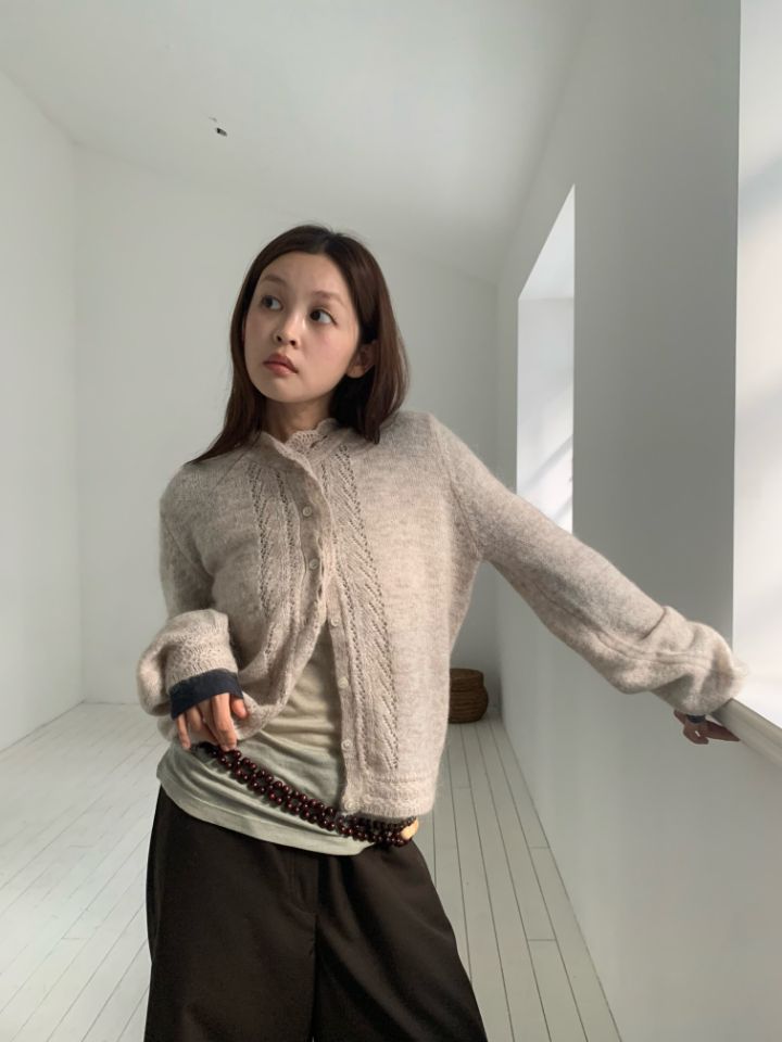 MARE韓國代購女裝新款時尚真品休閑熱賣針織衫荷葉邊開衫MARE針織衫