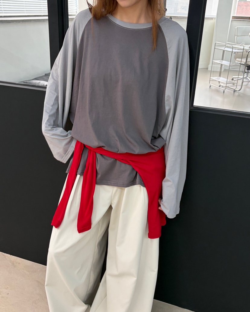 AT THE TOP韓國代購女士新品推薦休閑長袖T恤插肩袖撞色AT THE TOP長袖T恤