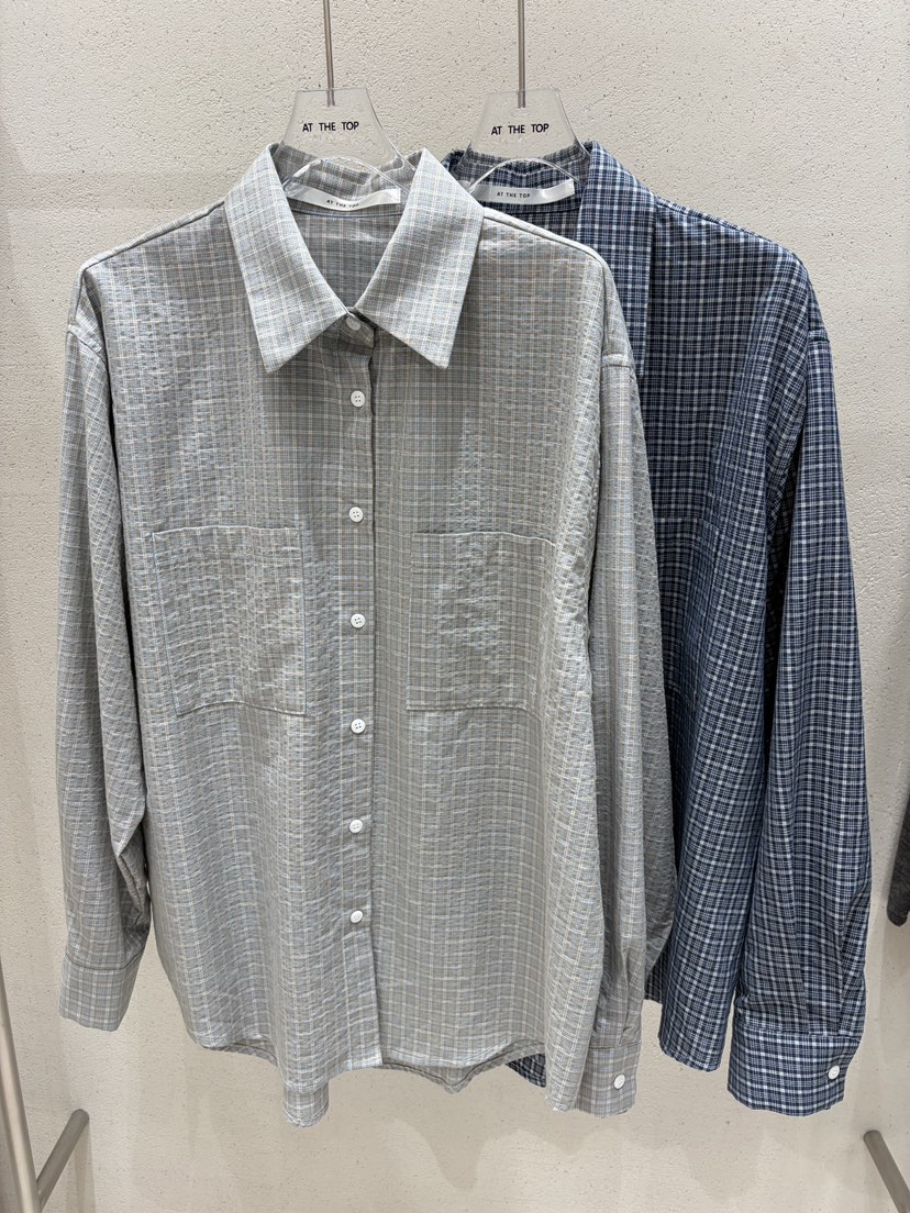 AT THE TOP東大門代購女士新品推薦休閑襯衫蕾絲衫格紋AT THE TOP襯衫/蕾絲衫
