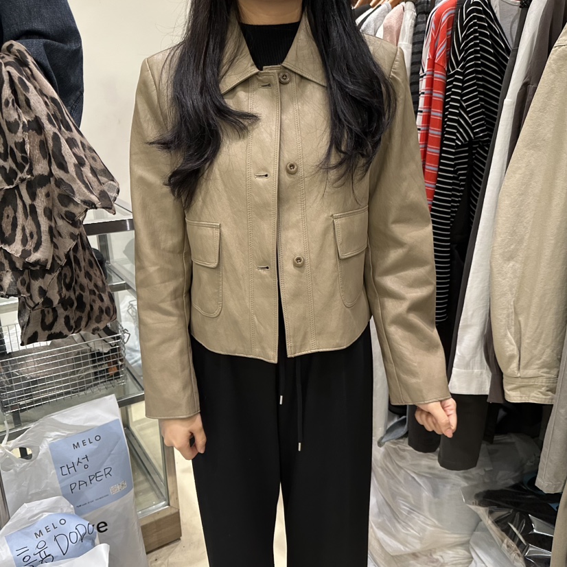 MELO韓國直郵女士新品時尚推薦熱賣休閑真品人氣皮衣短款MELO皮衣圖色2