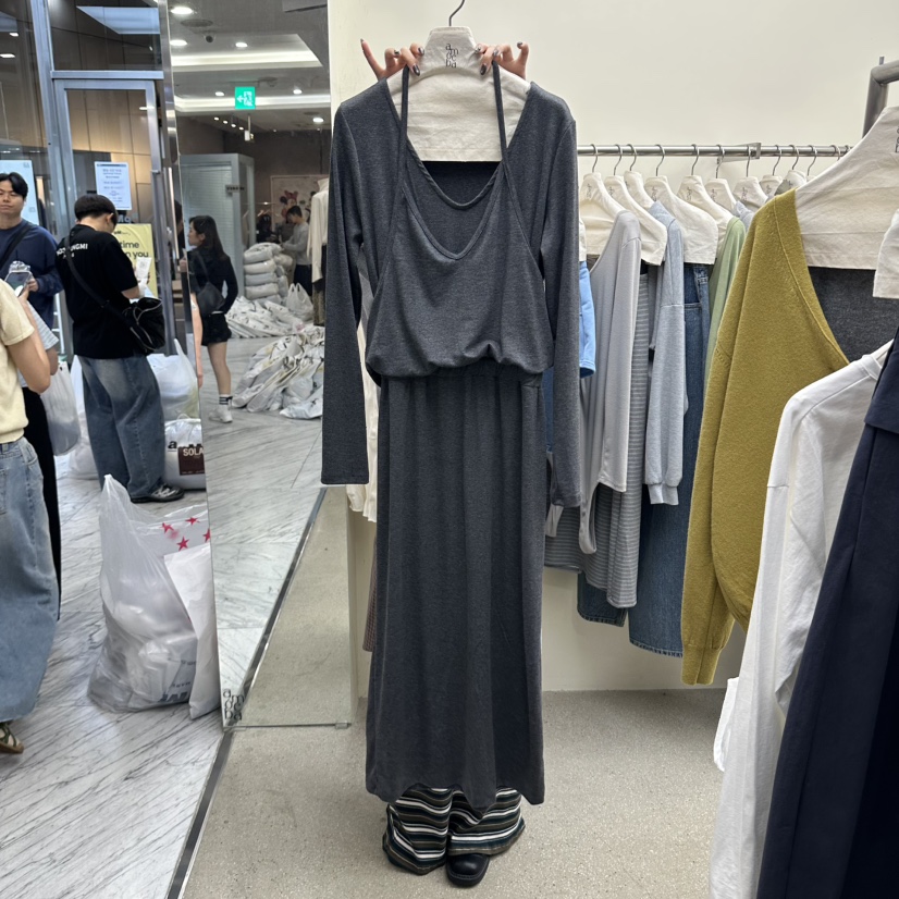 AMOEBA東大門實拍女裝新款熱賣推薦時尚人氣真品休閑連衣裙AMOEBA連衣裙圖色1灰色