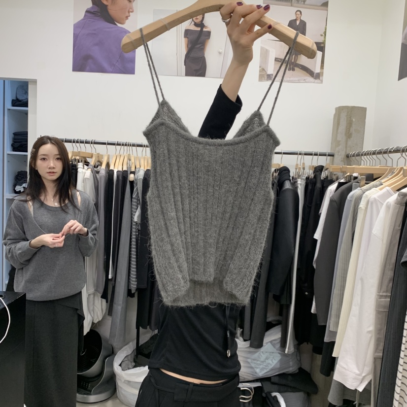 RECOVER韓國代購女裝新款熱賣時尚吊帶背心不含內搭羊駝毛RECOVER/MOMENT吊帶/背心