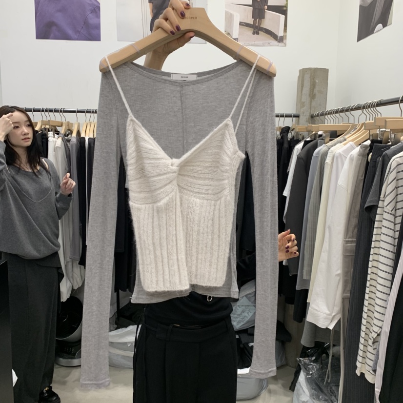 RECOVER韓國代購女裝新款熱賣時尚吊帶背心不含內搭羊駝毛RECOVER/MOMENT吊帶/背心圖色2