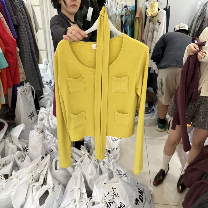 EGG IS東大門實拍女裝新品休閑人氣真品推薦時尚開衫含圍巾EGG IS開衫圖色2