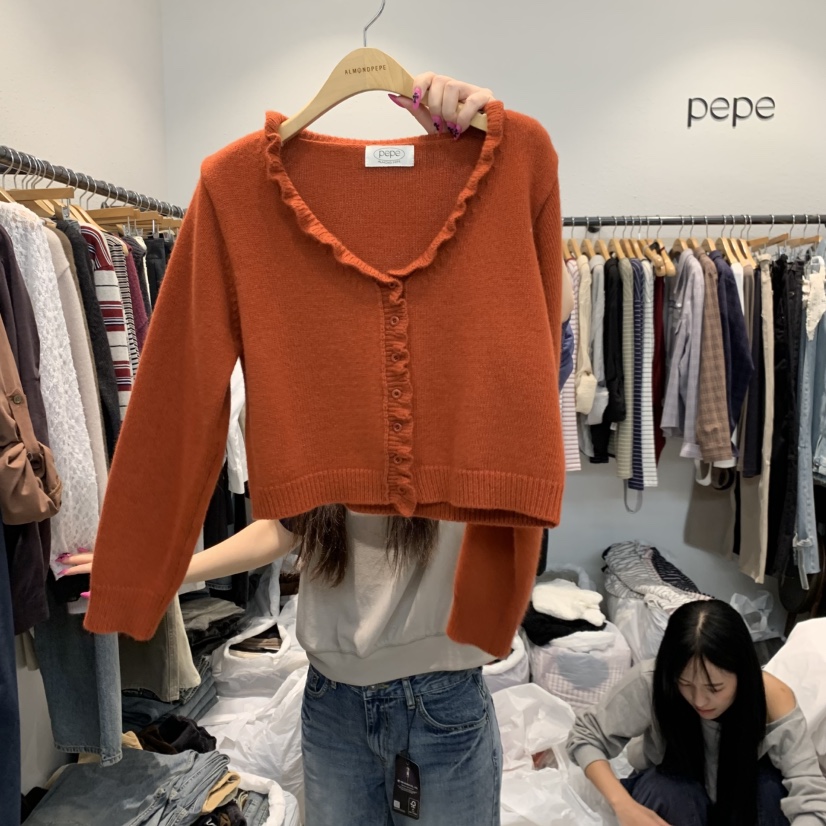ALMOND PEPE韓國代購女裝新品推薦熱賣時尚開衫羊毛開襟ALMOND PEPE開衫圖色1