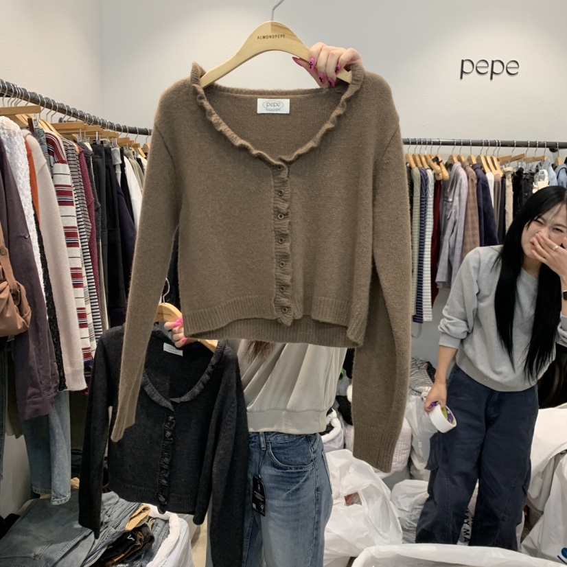 ALMOND PEPE韓國代購女裝新品推薦熱賣時尚開衫羊毛開襟ALMOND PEPE開衫圖色3