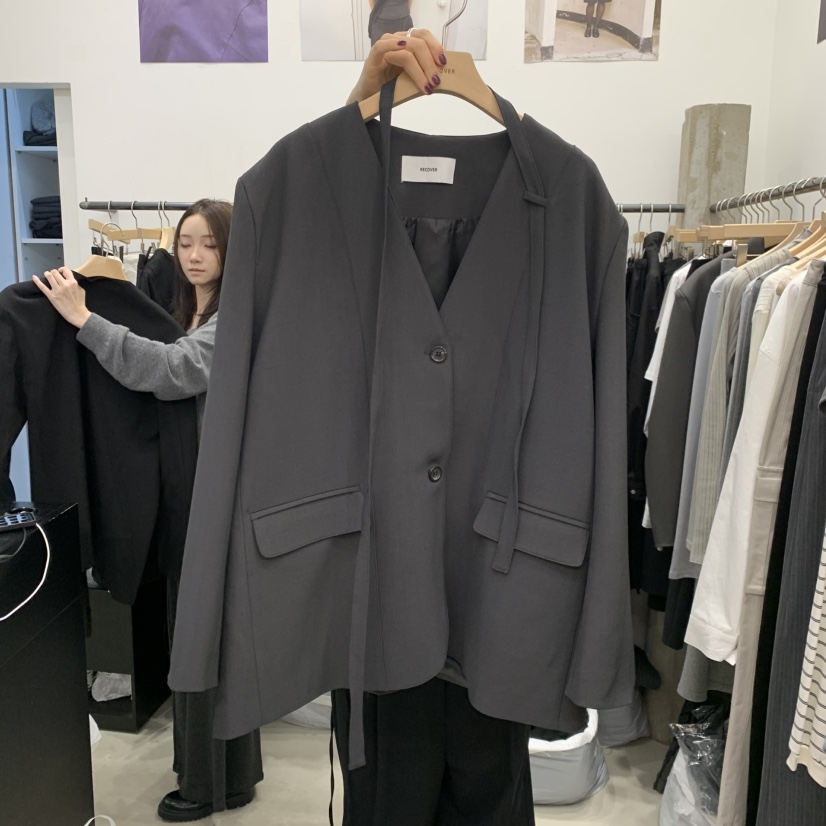RECOVER東大門實拍女裝新款休閑人氣熱賣真品時尚夾克含繩RECOVER/MOMENT夾克圖色1墨