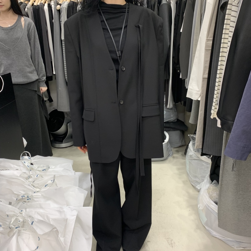 RECOVER東大門實拍女裝新款休閑人氣熱賣真品時尚夾克含繩RECOVER/MOMENT夾克圖色2黑