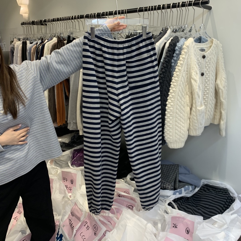 RIVEROOM東大門直郵女士新品休閑推薦熱賣時尚休閑褲條紋RIVEROOM休閑褲