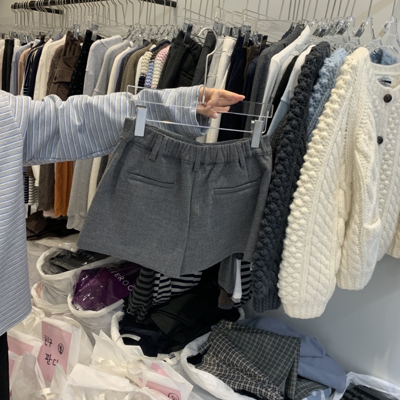RIVEROOM東大門代購女裝新品人氣真品熱賣時尚休閑短褲羊毛RIVEROOM短褲