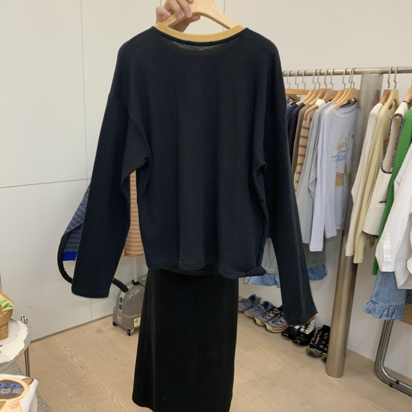 DOHWAJI韓國代購女士新品人氣休閑時尚推薦真品長袖T恤撞色DOHWAJI長袖T恤