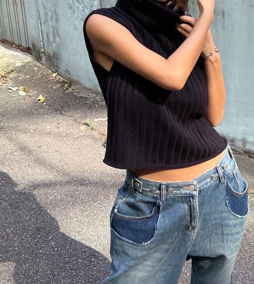 PARIS MATCH東大門實拍女裝新品人氣休閑熱賣吊帶背心高領PARIS MATCH吊帶/背心圖色3