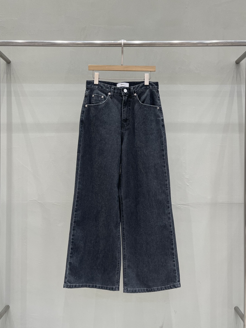 THE MUI東大門代購女士新品休閑推薦熱賣牛仔褲水洗羅紋THE MUI牛仔褲圖色1