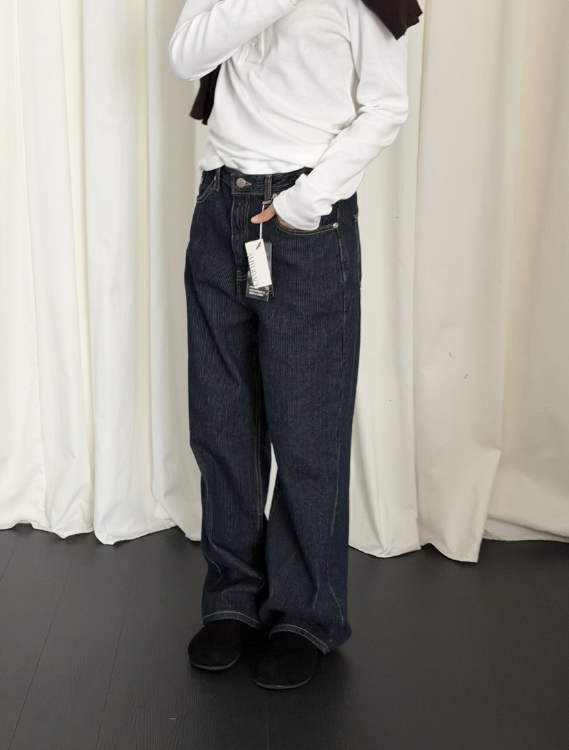 AMY GRACE-A東大門直郵女士新款人氣推薦休閑牛仔褲羅紋AMY GRACE牛仔褲
