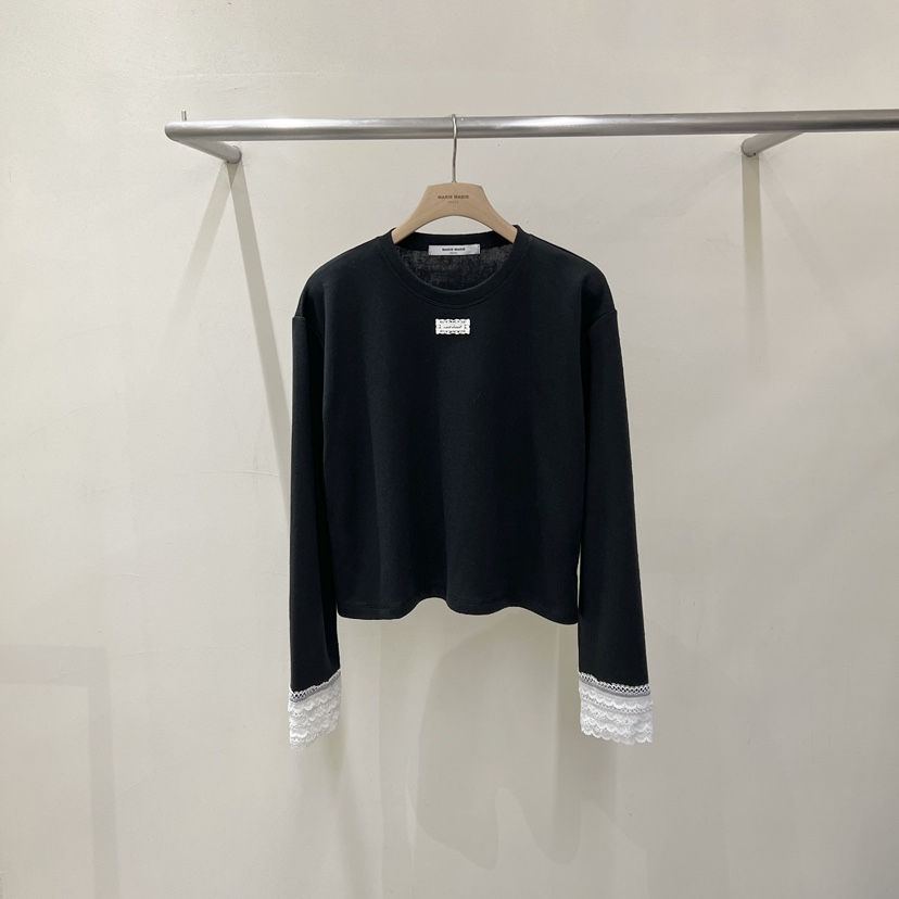 MARIE MARIE韓國直郵女裝新品熱賣休閑真品時尚長袖T恤蕾絲MARIE MARIE長袖T恤圖色3