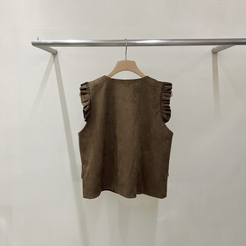 MARIE MARIE韓國直郵女裝新品休閑人氣推薦馬甲荷葉邊絨MARIE MARIE馬甲
