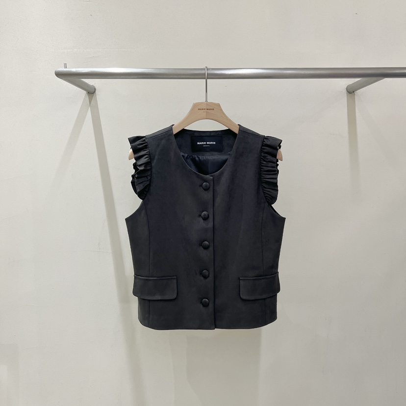 MARIE MARIE韓國直郵女裝新品休閑人氣推薦馬甲荷葉邊絨MARIE MARIE馬甲圖色2