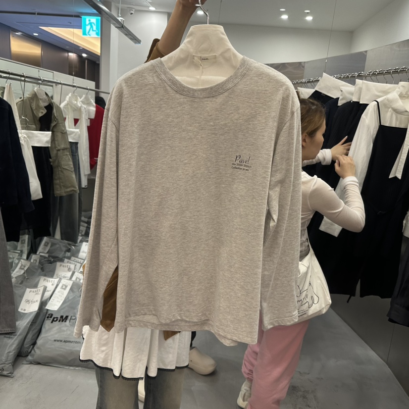 PAVEL韓國直郵女裝新款熱賣時尚休閑推薦真品人氣長袖T恤PAVEL長袖T恤圖色1花灰色