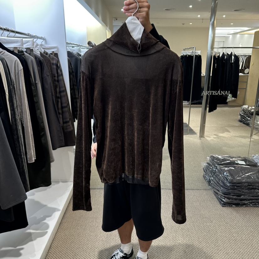 ARTISANAL東大門代購女士新品人氣真品推薦長袖T恤天鵝絨ARTISANAL長袖T恤圖色3棕色