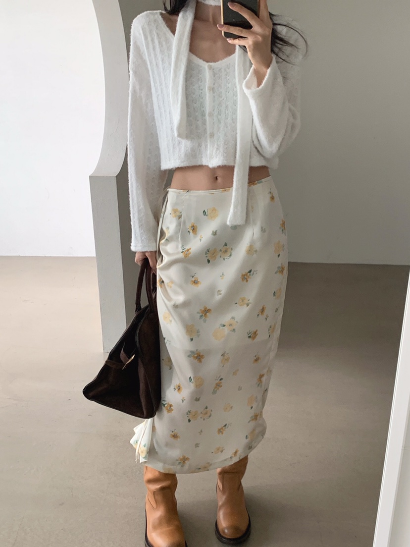VERANDA東大門實拍女裝新品人氣熱賣真品推薦時尚長裙花朵緞VERANDA長裙