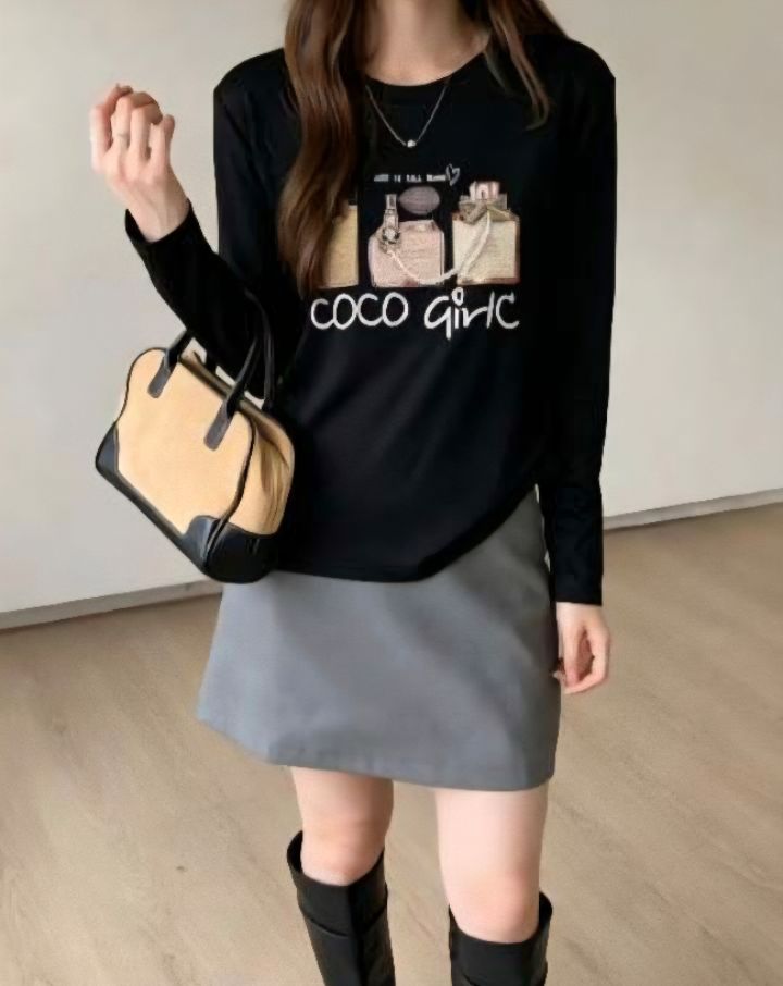 RICO/BLING BLING-S韓國代購女裝新款人氣長袖T恤珍珠RICO/BLING BLING-S長袖T恤
