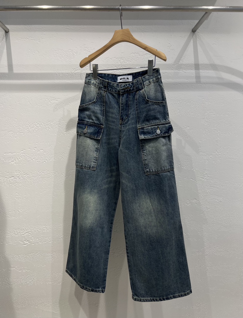OLA東大門代購女裝新品真品休閑時尚推薦人氣熱賣牛仔褲口袋mellor/OLA牛仔褲