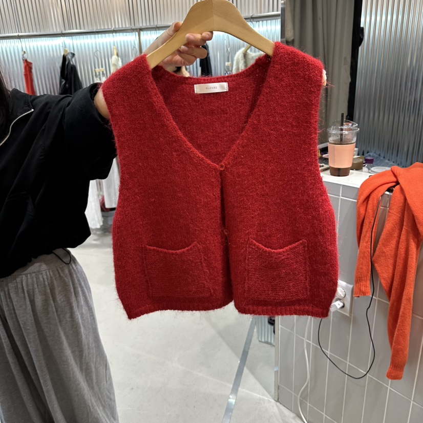 ALEGRE韓國直郵女裝新品時尚真品熱賣推薦人氣休閑馬甲口袋ALEGRE馬甲圖色1
