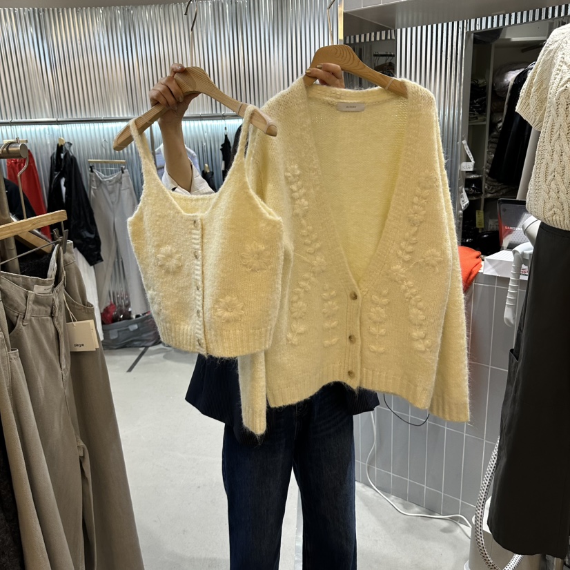 ALEGRE東大門代購女士新款休閑人氣推薦套裝手工刺繡開衫ALEGRE套裝圖色1