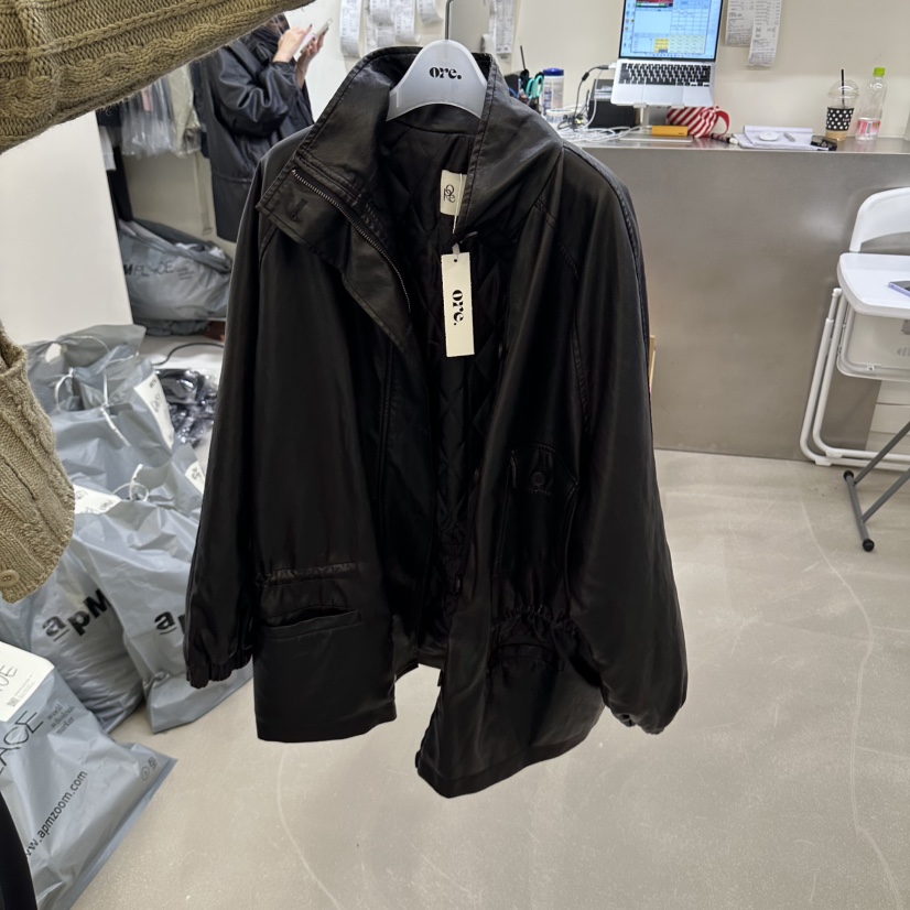 ORE-P東大門實拍女士新品真品推薦休閑人氣熱賣皮衣復古ORE皮衣圖色1