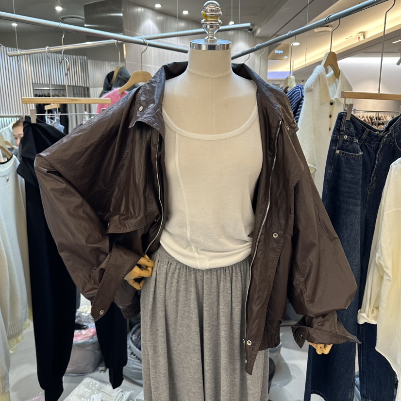 ALEGRE韓國代購女士新品時尚推薦人氣休閑真品皮衣水洗復古ALEGRE皮衣圖色1